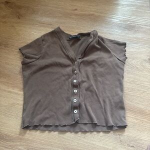 Brown Brandy Button-Up Top